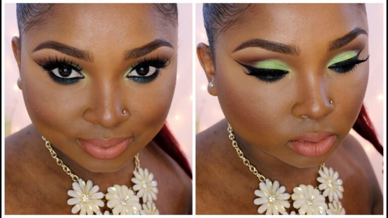 Full Face Make Up Tutorial – Lime green eyes /neutral-nude matte lips