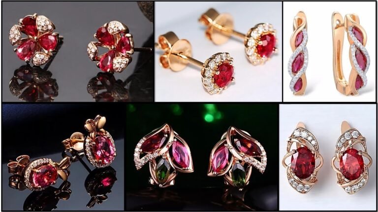 Daily Wear Gold Ruby Stud Earrings Design 2020 – Indian Fashion Trends