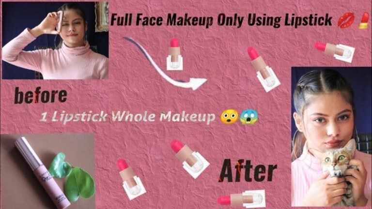 💄Full Face Make-up With One Lipstick 😲😱|Surprise Result Whole Makeup With One Product Awsm Trick✅