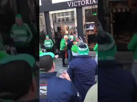 Irish Soccer Fans Cheer Customer Leaving Victoria's Secret in Copenhagen