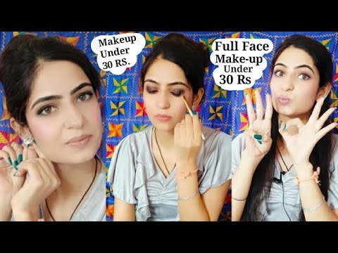 Makeup Under 30rs|| Full Face Makeup Challenge|| Glowy Make-up under RS.30