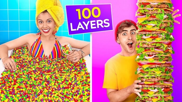 SNEAK 100 LAYERS OF THINGS TO ANYWHERE! Coolest TIK TOK Makeup Tricks And Hacks by 123 GO! CHALLENGE