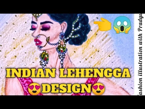 🥰INDIAN LEHENGGA FASHION ILLUSTRATION🥰//PINK LENHENGGA //FASHION ILLUSTRATIONS WITH PRADYUT 😊