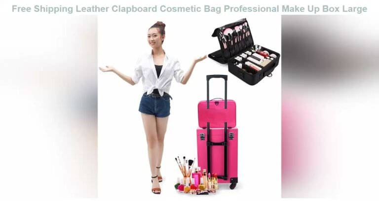 Leather Clapboard Cosmetic Bag Professional Make Up Box Large Capacity Organizer Handbag Travel Ins