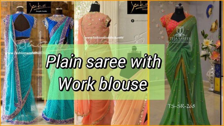 latest plain sarees with heavy work blouse ideas|party wear sarees  | Indian Fashion Trends