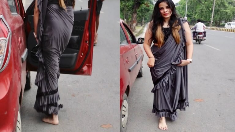 Barefoot car driving in Indian wear dress- Saree | barefoot car driving 360 view | indian feet pedal