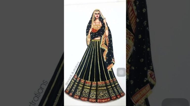 Fashion illustration | Beautiful Indian Wear | Black Lehanga