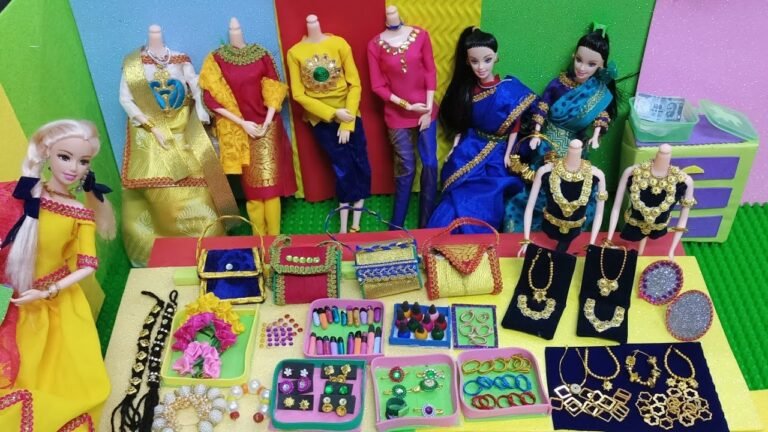 barbies going to buying modern clothes jewels fancy items | mini Indian food handbags traditional