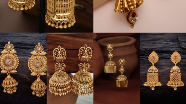 #latest gold jhumka design🥰🥰#new heavy gold earrings collection in Indian fashion