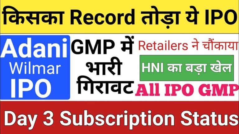 Day 3 Subscription Status • Adani Wilmar IPO GMP GMP Today • Vedant Fashion IPO GMP • IPO News