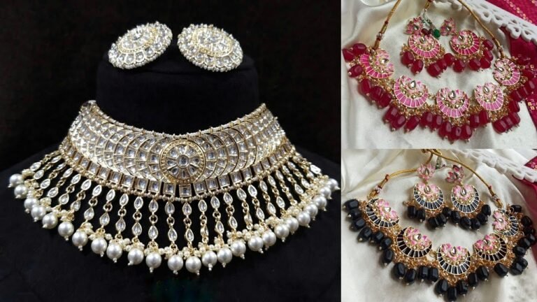 Latest Kundan & Meenakari Choker Necklace Set Design | WhatsApp 9110592541 – Indian Fashion Trends