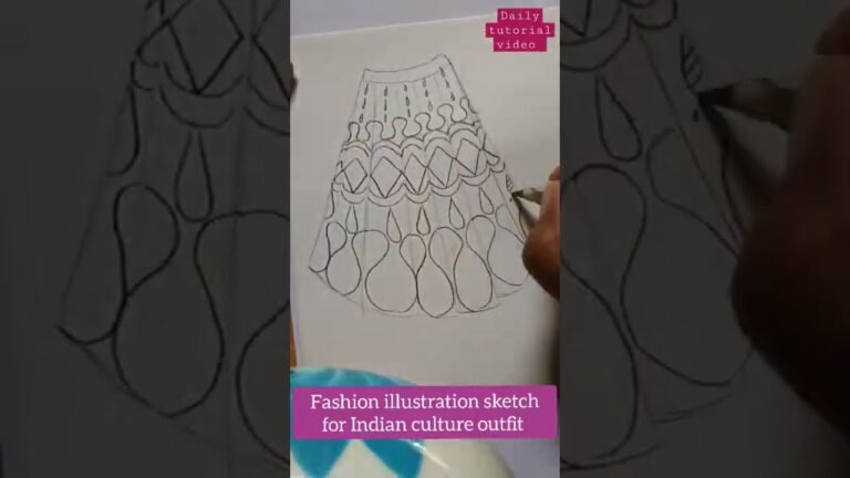 easy drawing || Indian culture outfit sketch #art #drawing #fashion illustration #beginners #shorts