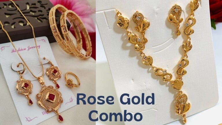 Rose Gold Jewellery Combo August 2022 | WhatsApp 9022469620 – Indian Fashion Trends