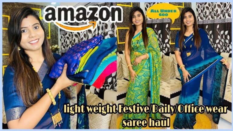 🧿 Amazon light weight Festive/Daily/Office wear saree haul 🥻 Indian Mom Kanchan #viral #video #haul